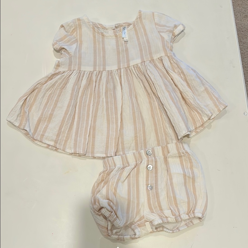 Striped Cream and Tan Kids Outfit